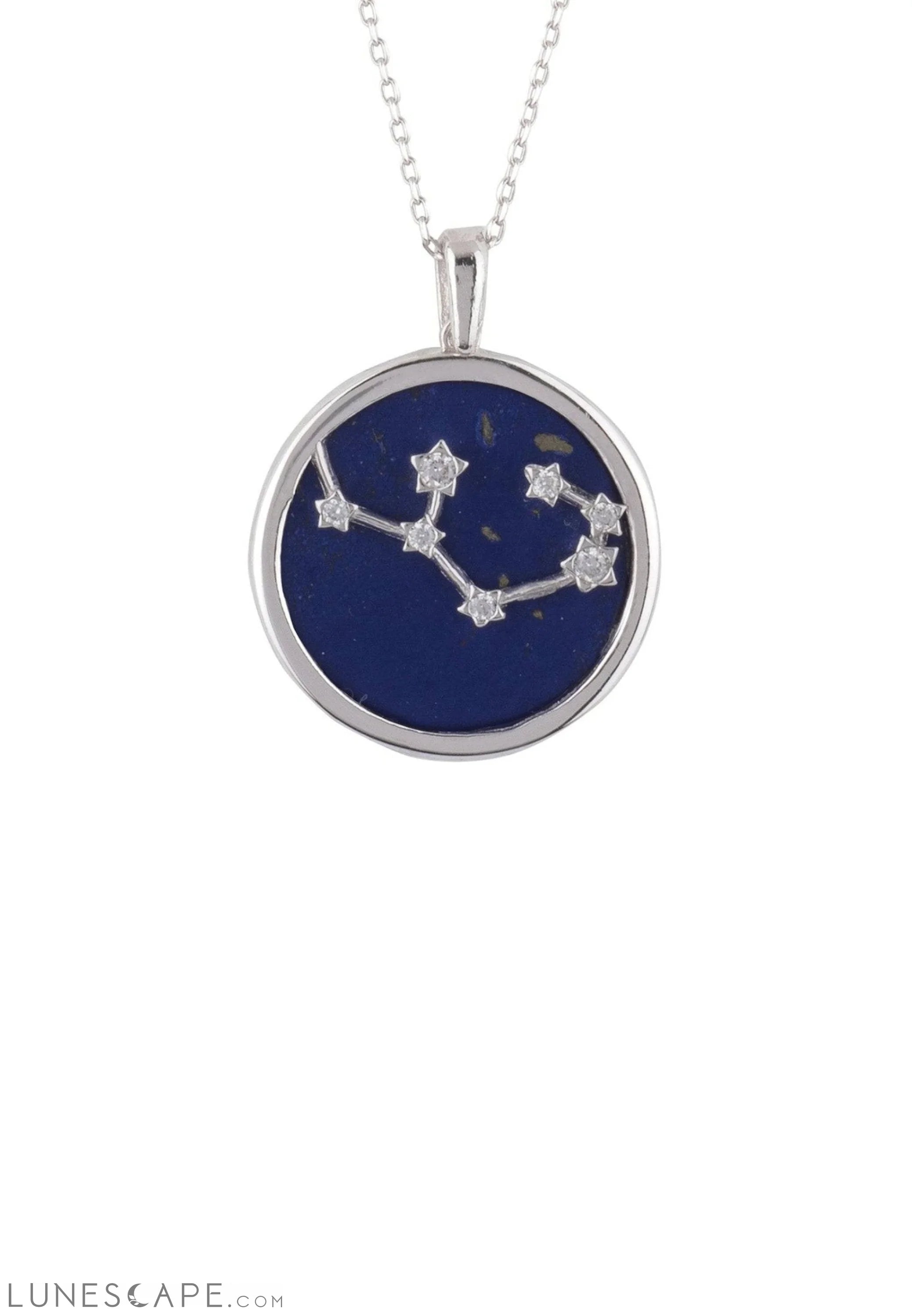 Zodiac Lapis Lazuli Gemstone Star Constellation Pendant Necklace Silver Sagittarius LUNESCAPE