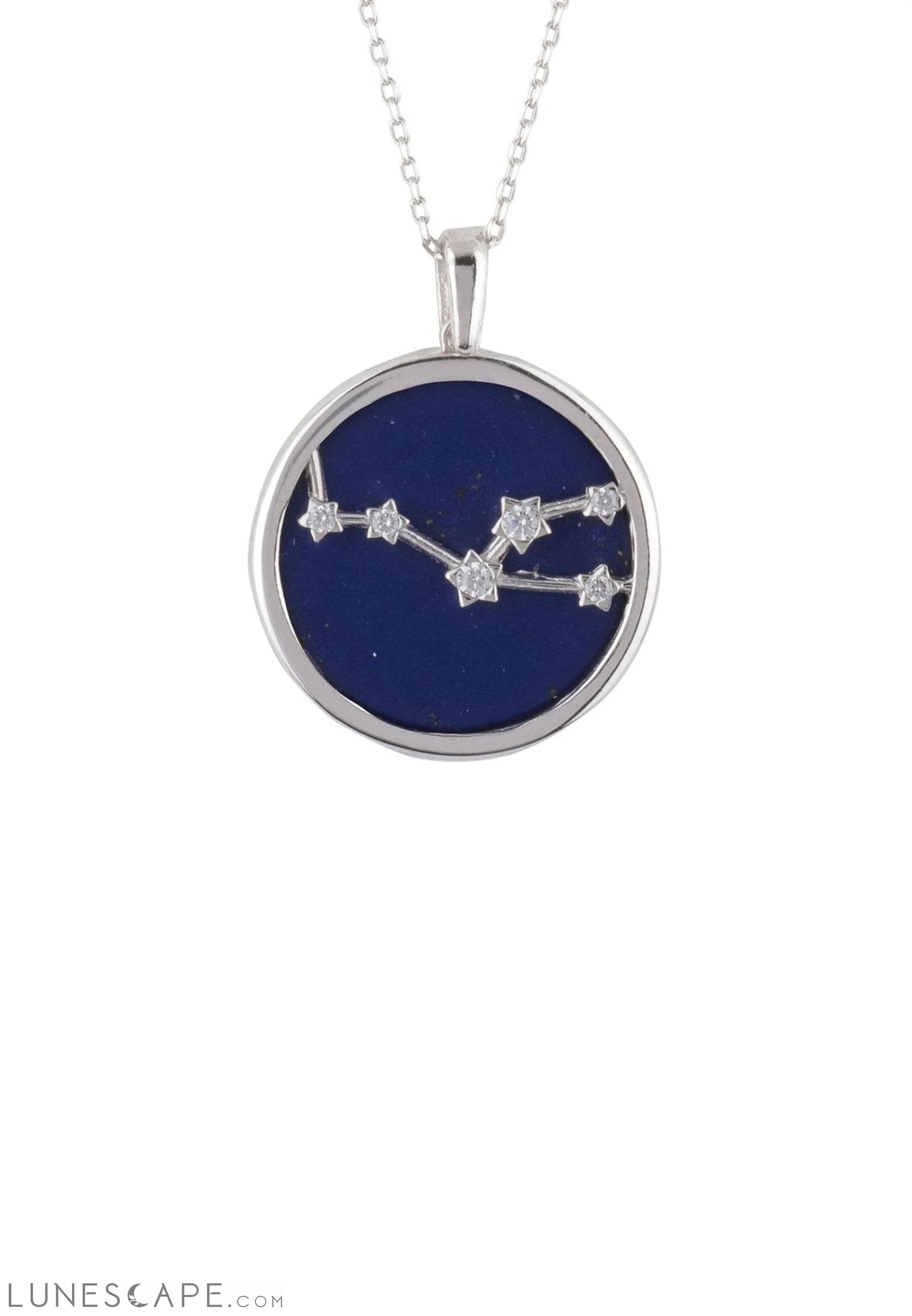 Zodiac Lapis Lazuli Gemstone Star Constellation Pendant Necklace Silver Taurus LUNESCAPE