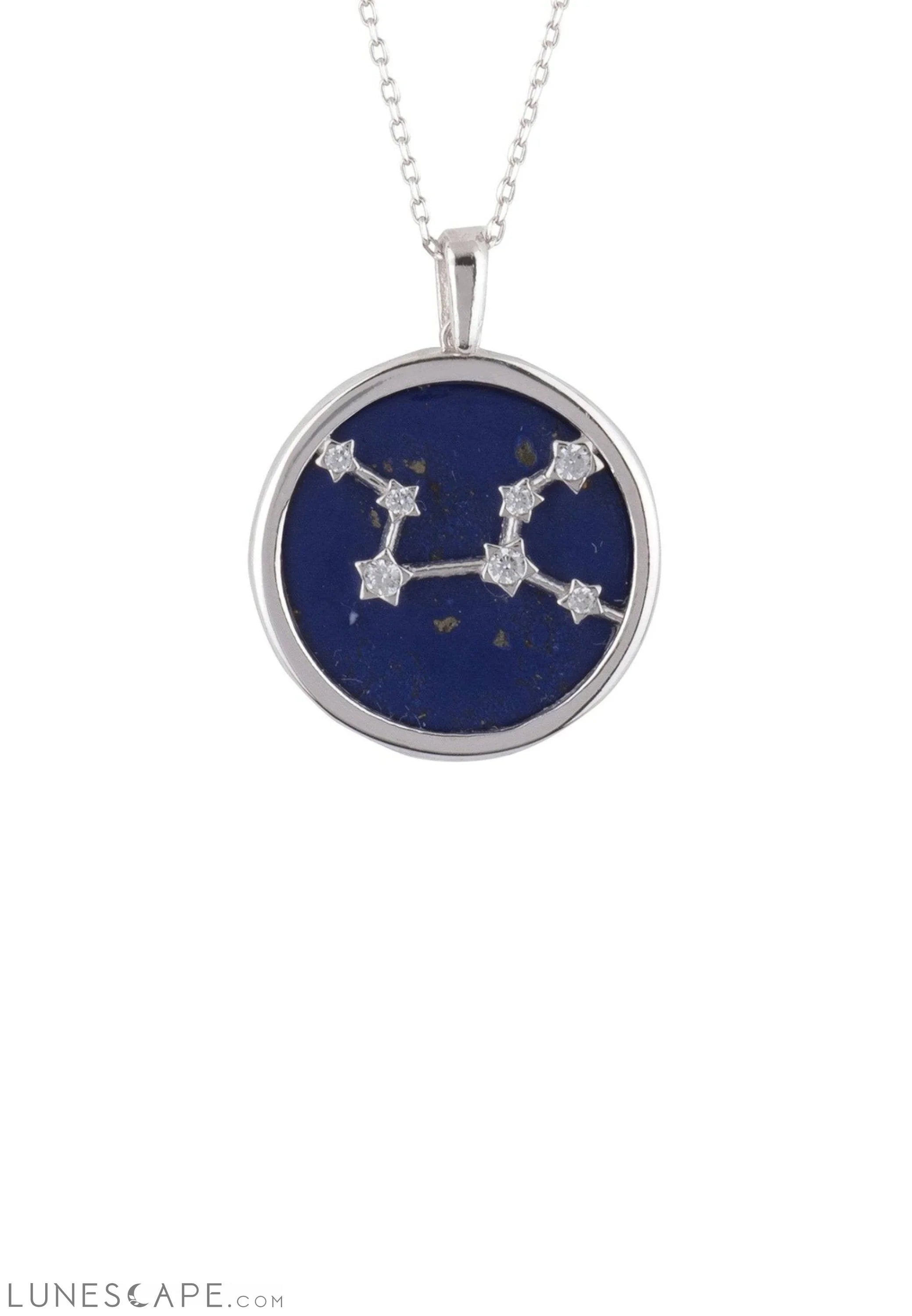 Zodiac Lapis Lazuli Gemstone Star Constellation Pendant Necklace Silver Virgo LUNESCAPE
