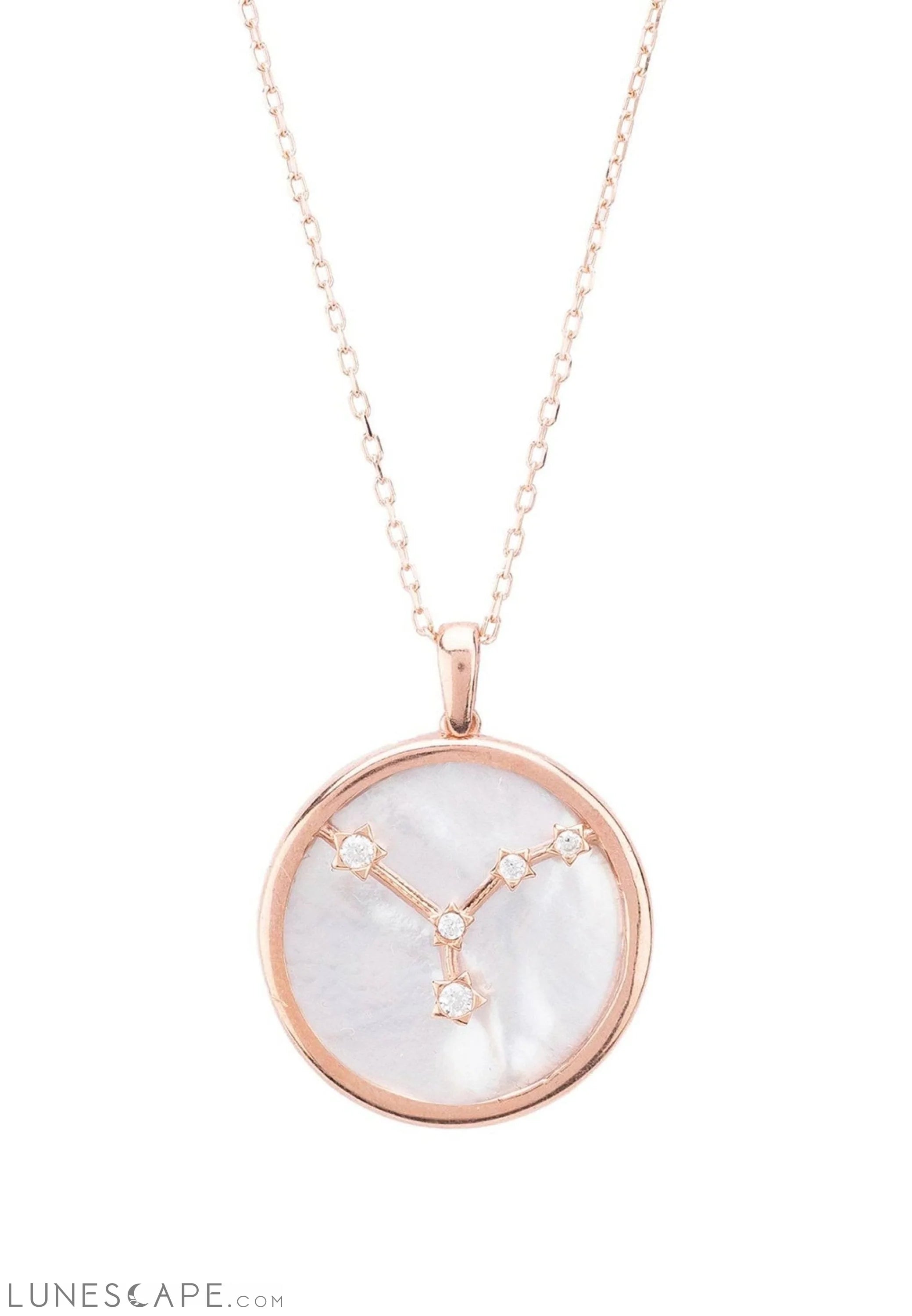 Zodiac Mother of Pearl Gemstone Star Constellation Pendant Necklace Cancer LUNESCAPE