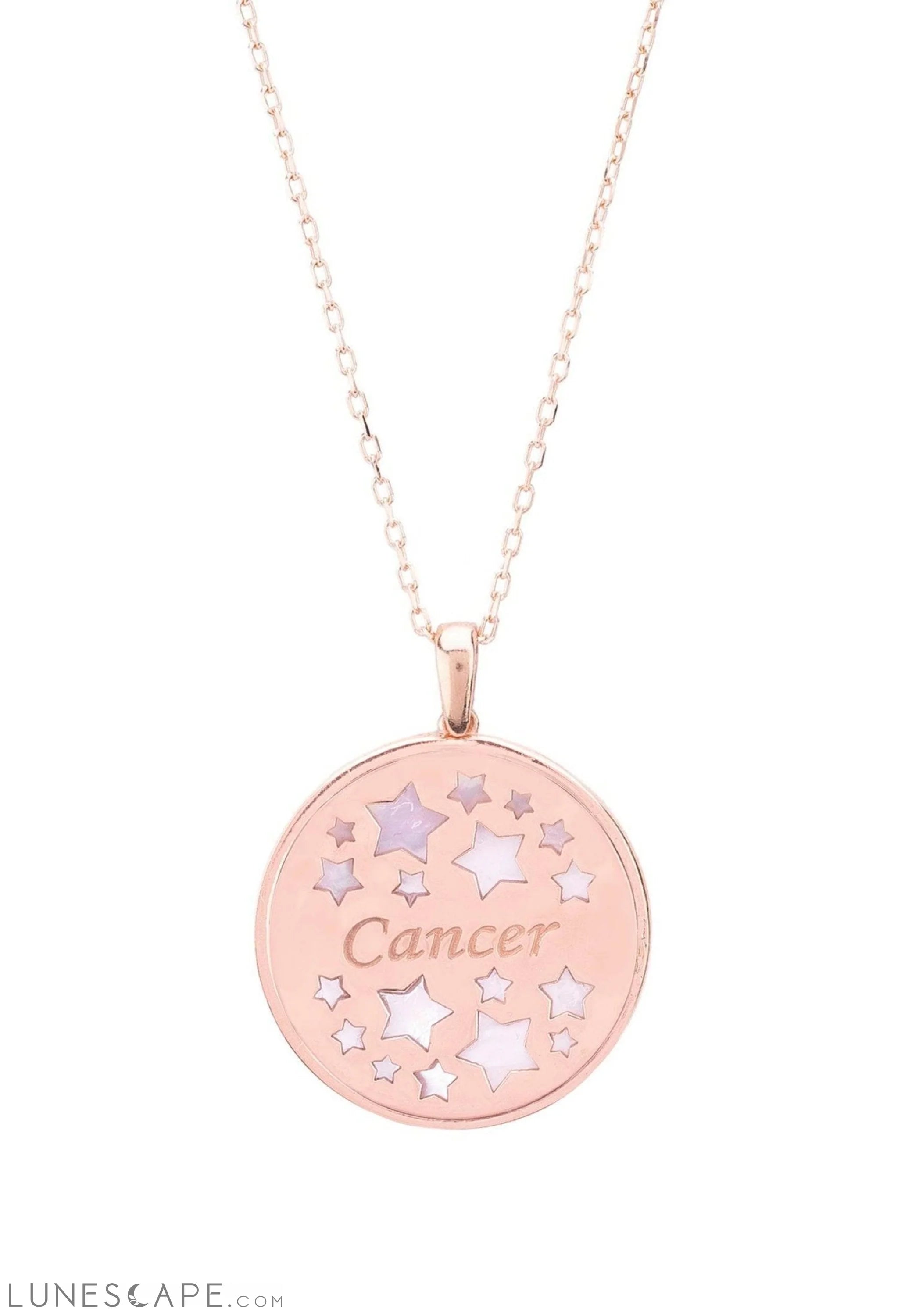 Zodiac Mother of Pearl Gemstone Star Constellation Pendant Necklace Cancer LUNESCAPE