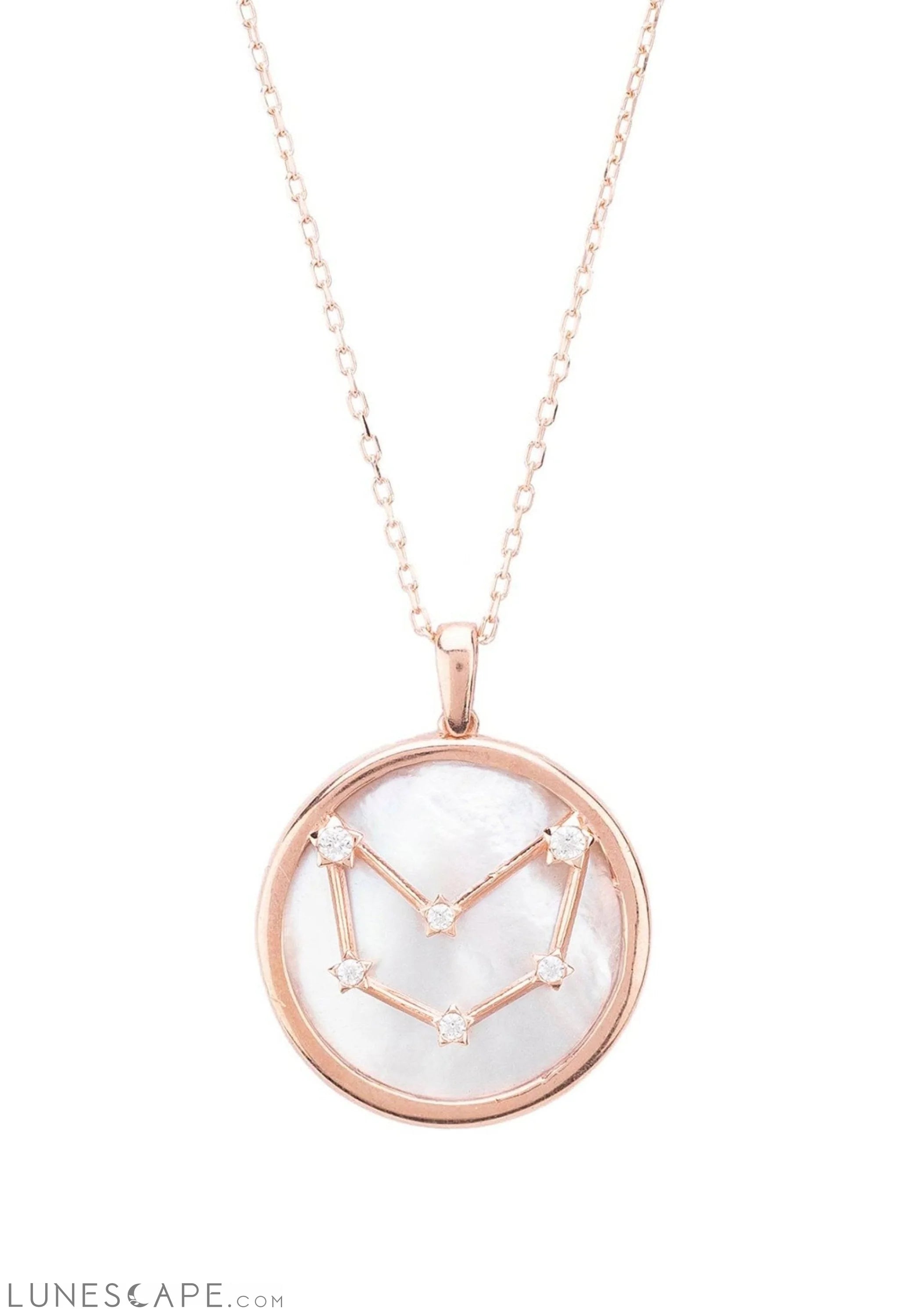 Zodiac Mother of Pearl Gemstone Star Constellation Pendant Necklace Capricorn LUNESCAPE
