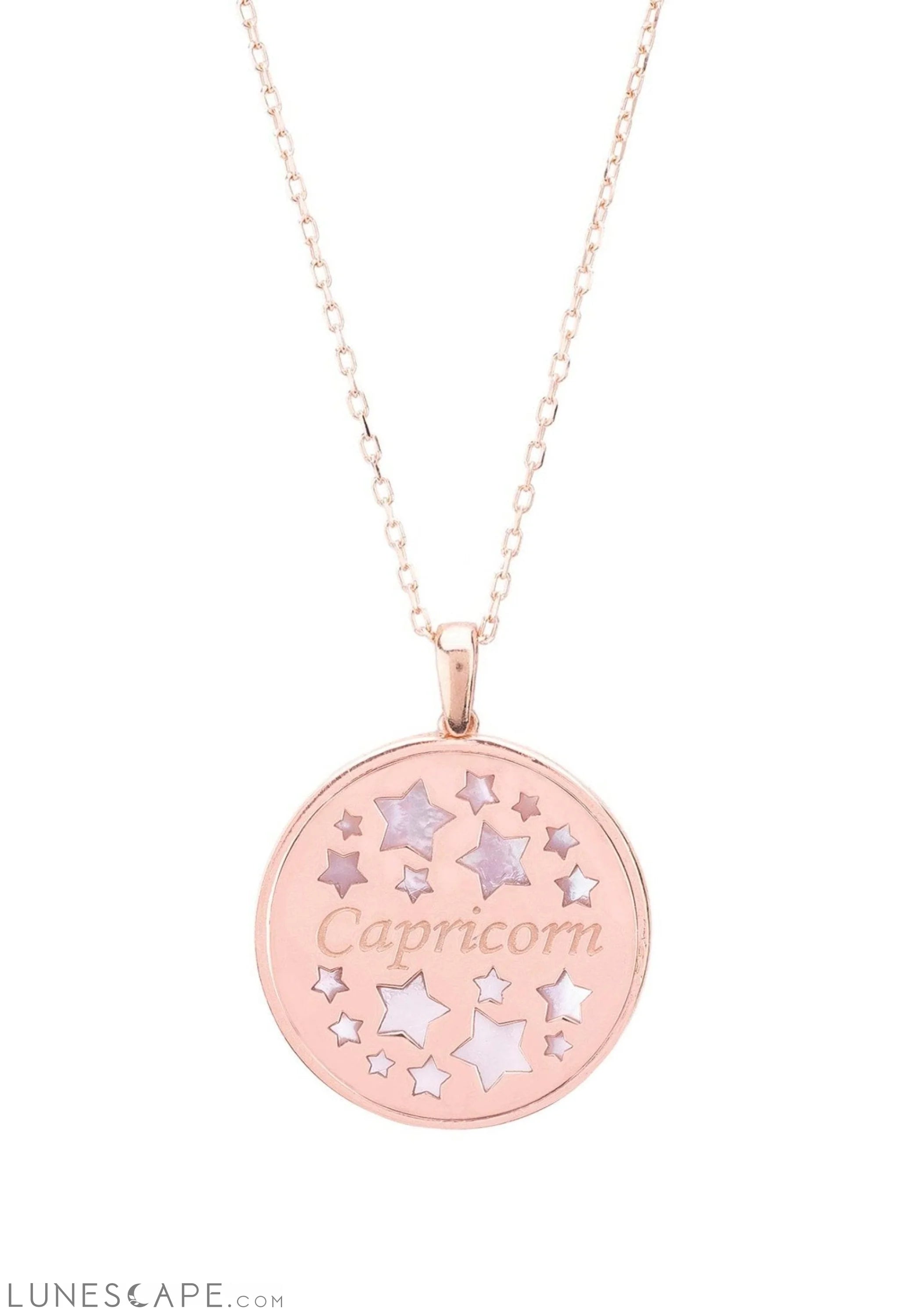 Zodiac Mother of Pearl Gemstone Star Constellation Pendant Necklace Capricorn LUNESCAPE