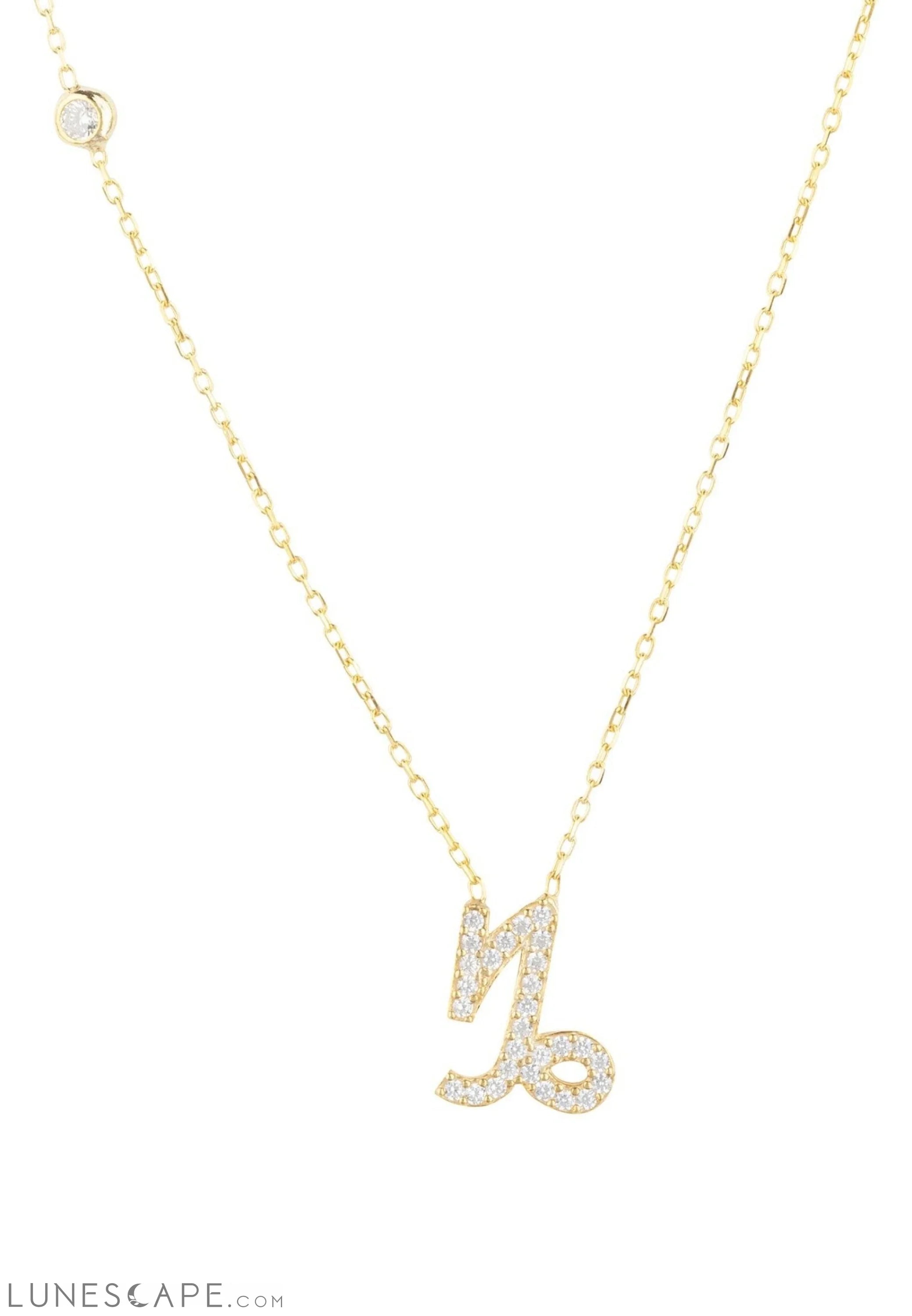 Zodiac Star Sign Pendant Necklace Gold Capricorn LUNESCAPE