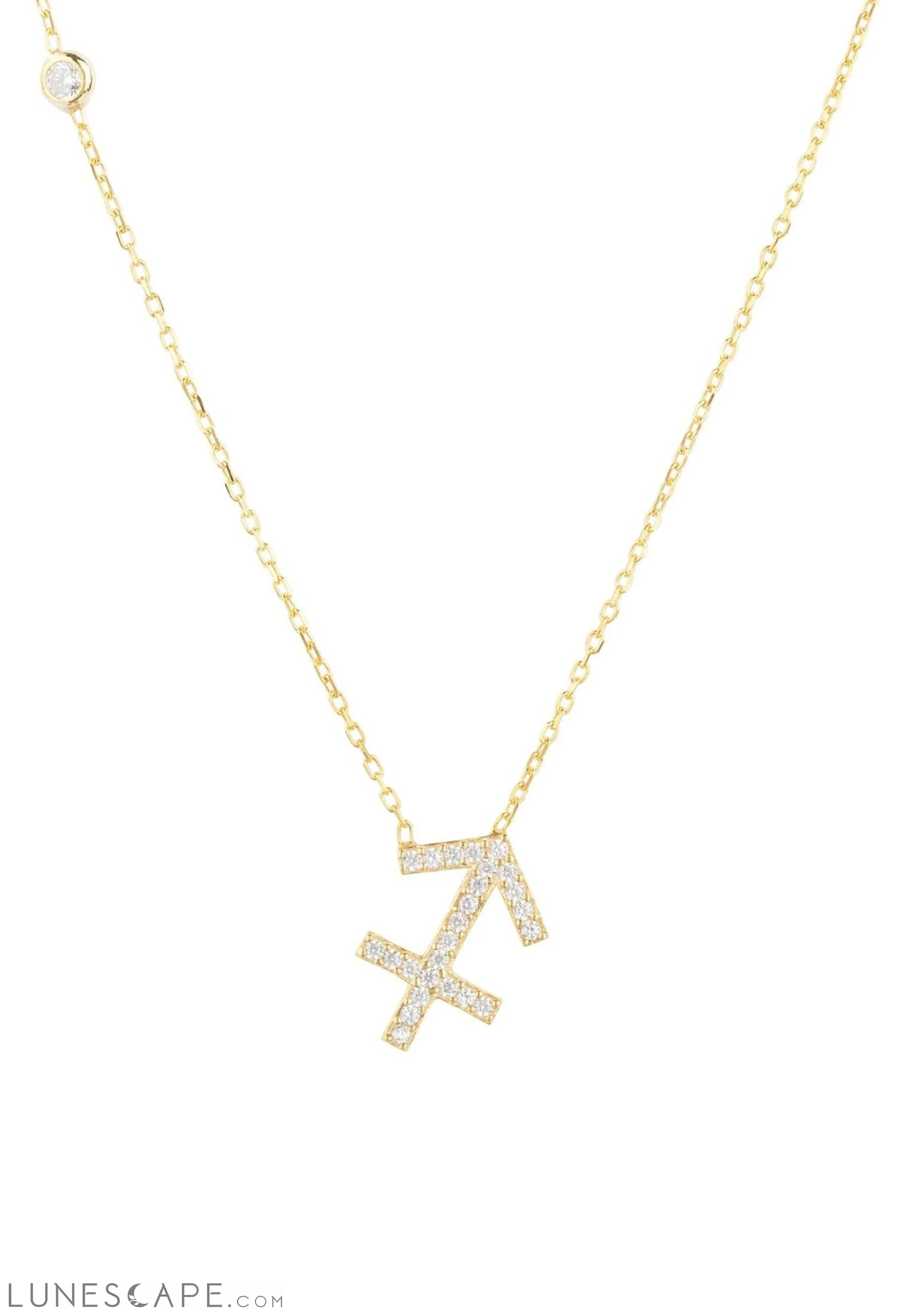 Zodiac Star Sign Pendant Necklace Gold Sagittarius LUNESCAPE