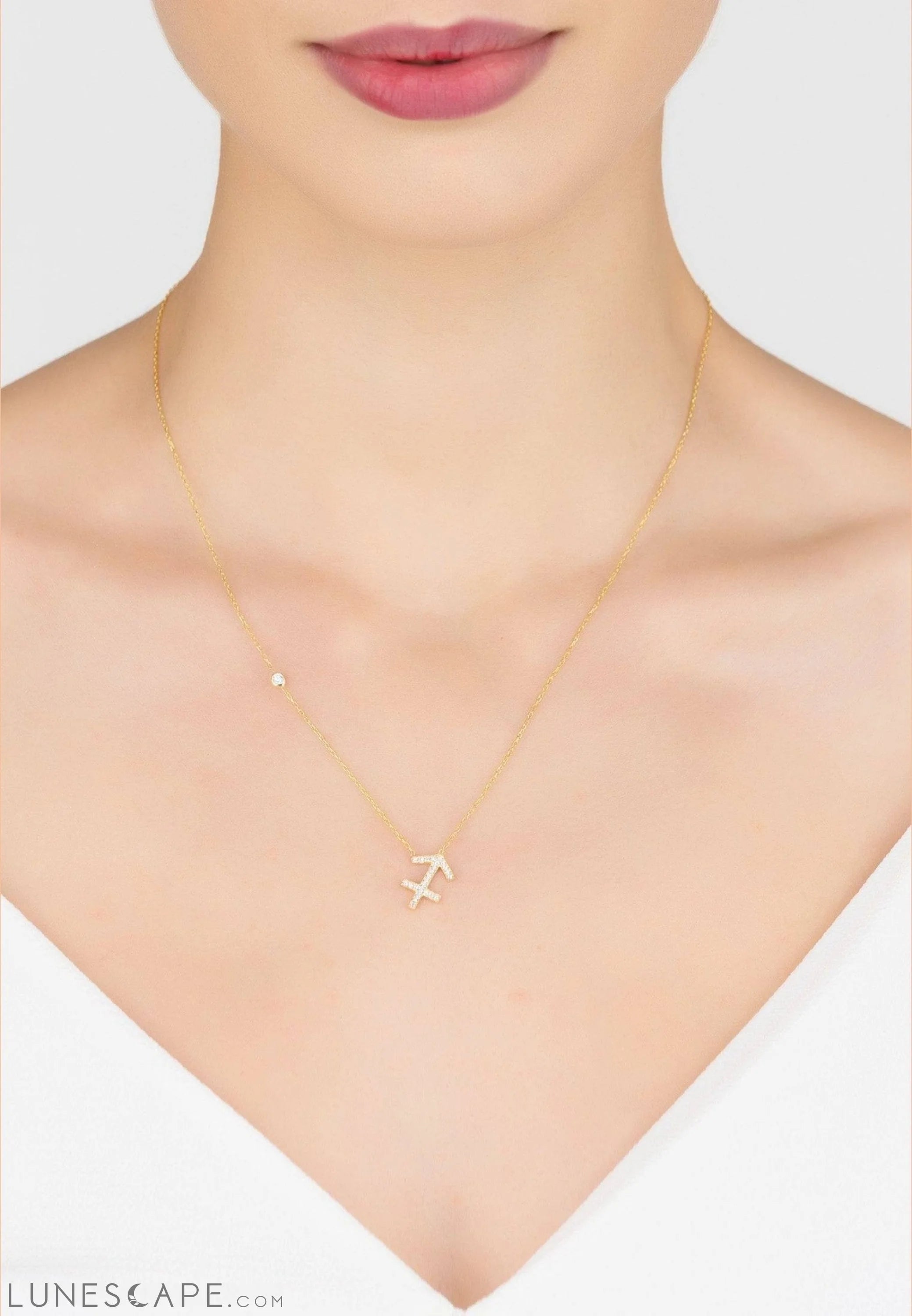 Zodiac Star Sign Pendant Necklace Gold Sagittarius LUNESCAPE