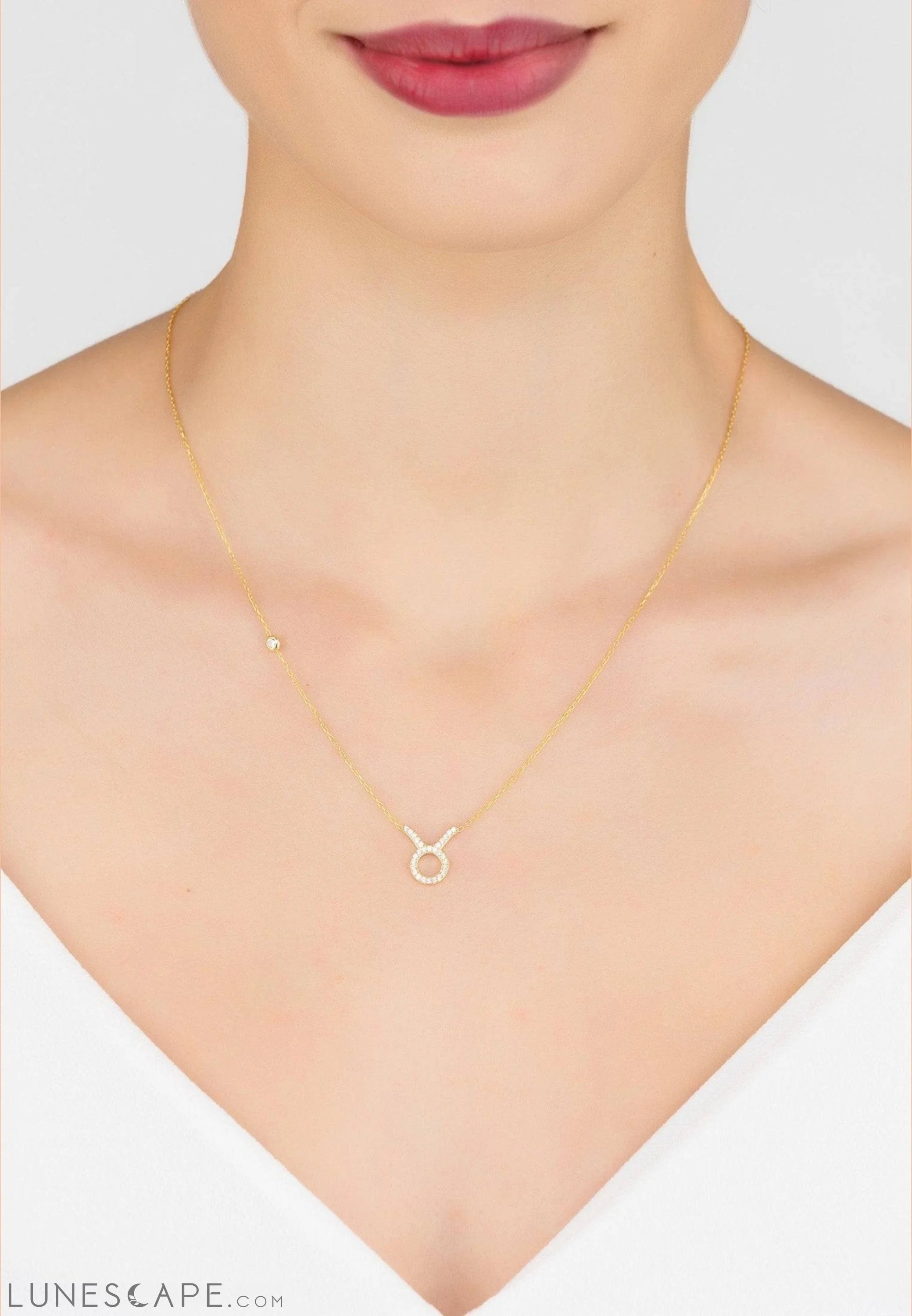 Zodiac Star Sign Pendant Necklace Gold Taurus LUNESCAPE