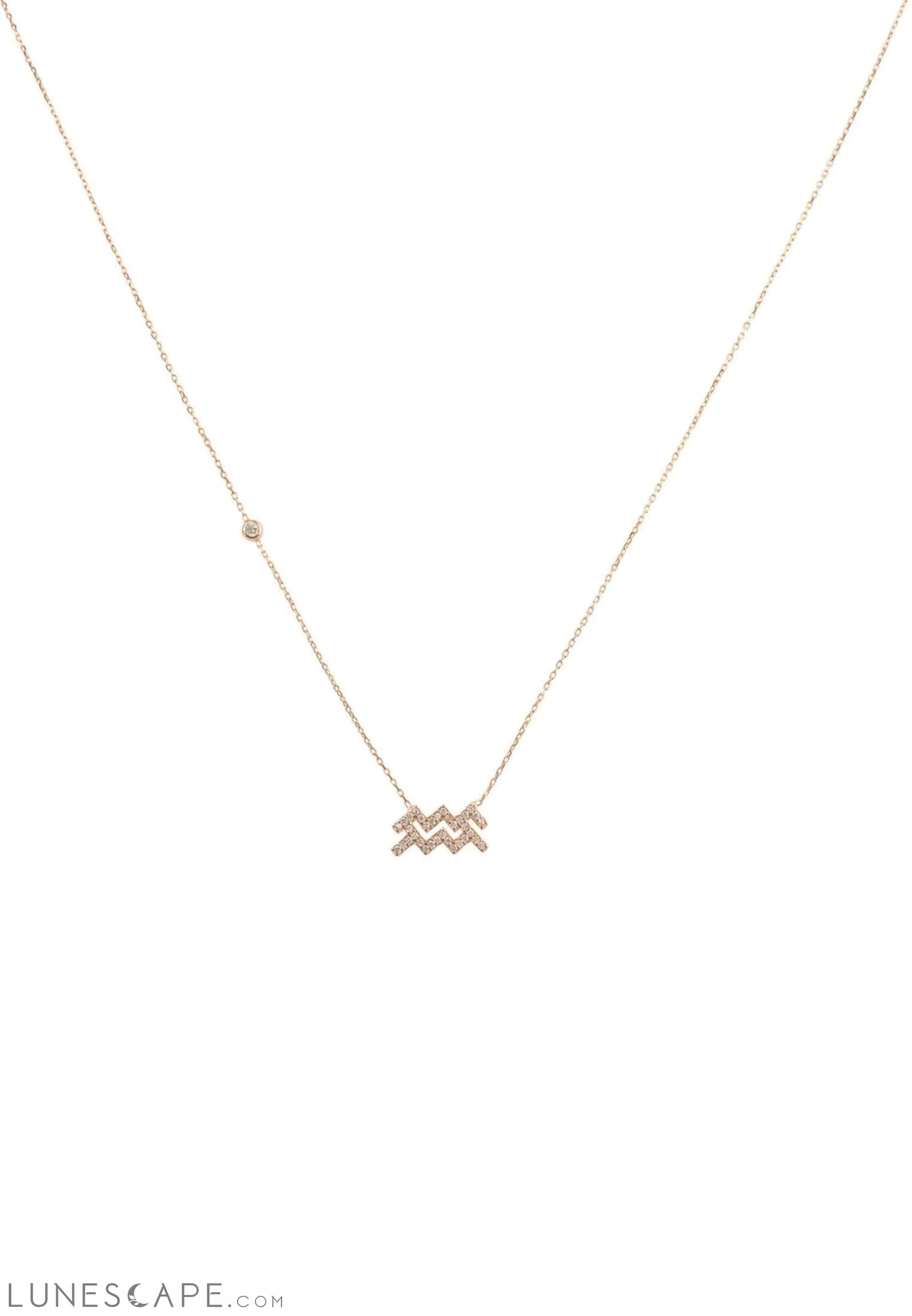 Zodiac Star Sign Pendant Necklace Rose Gold Aquarius LUNESCAPE