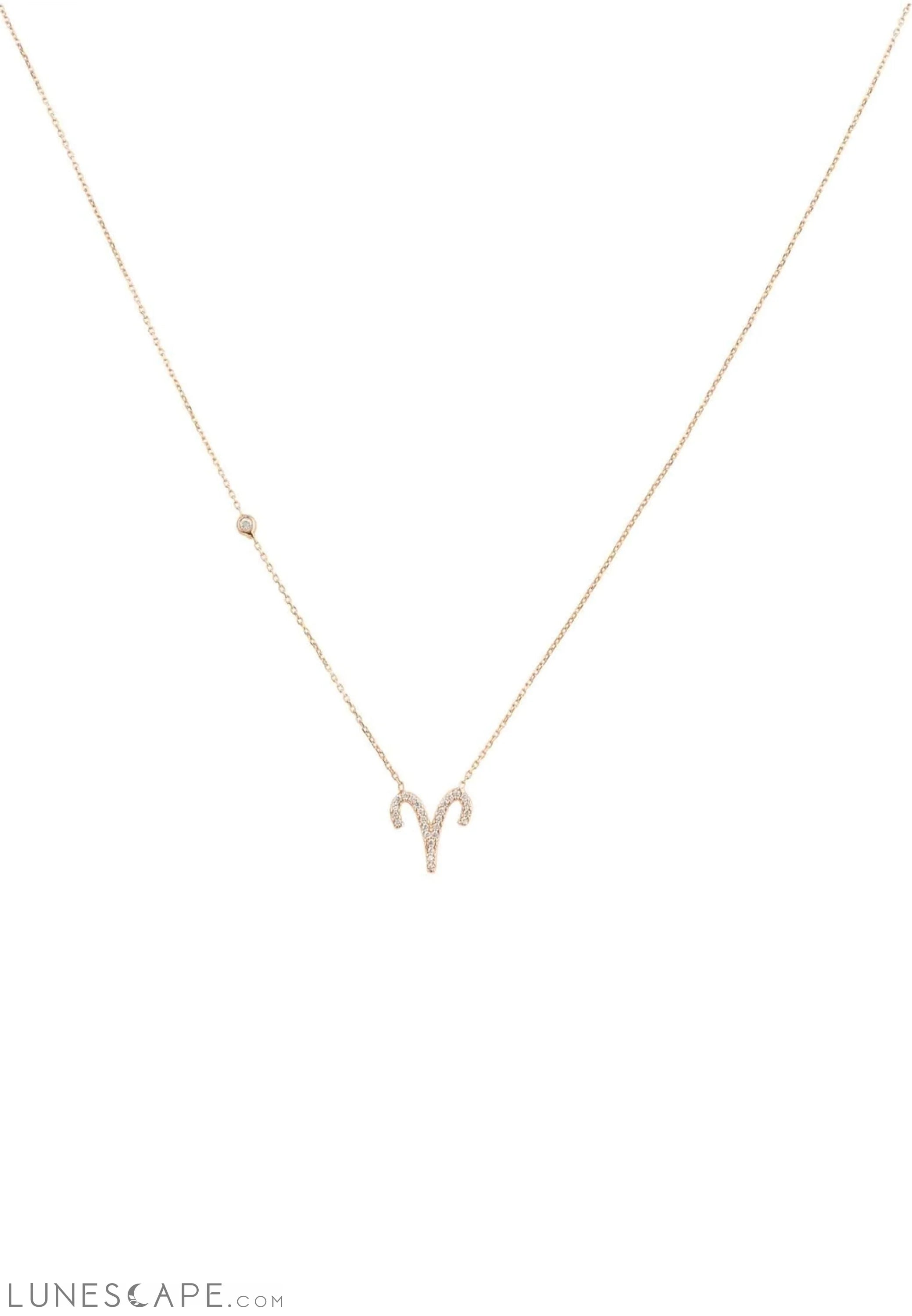 Zodiac Star Sign Pendant Necklace Rose Gold Aries LUNESCAPE