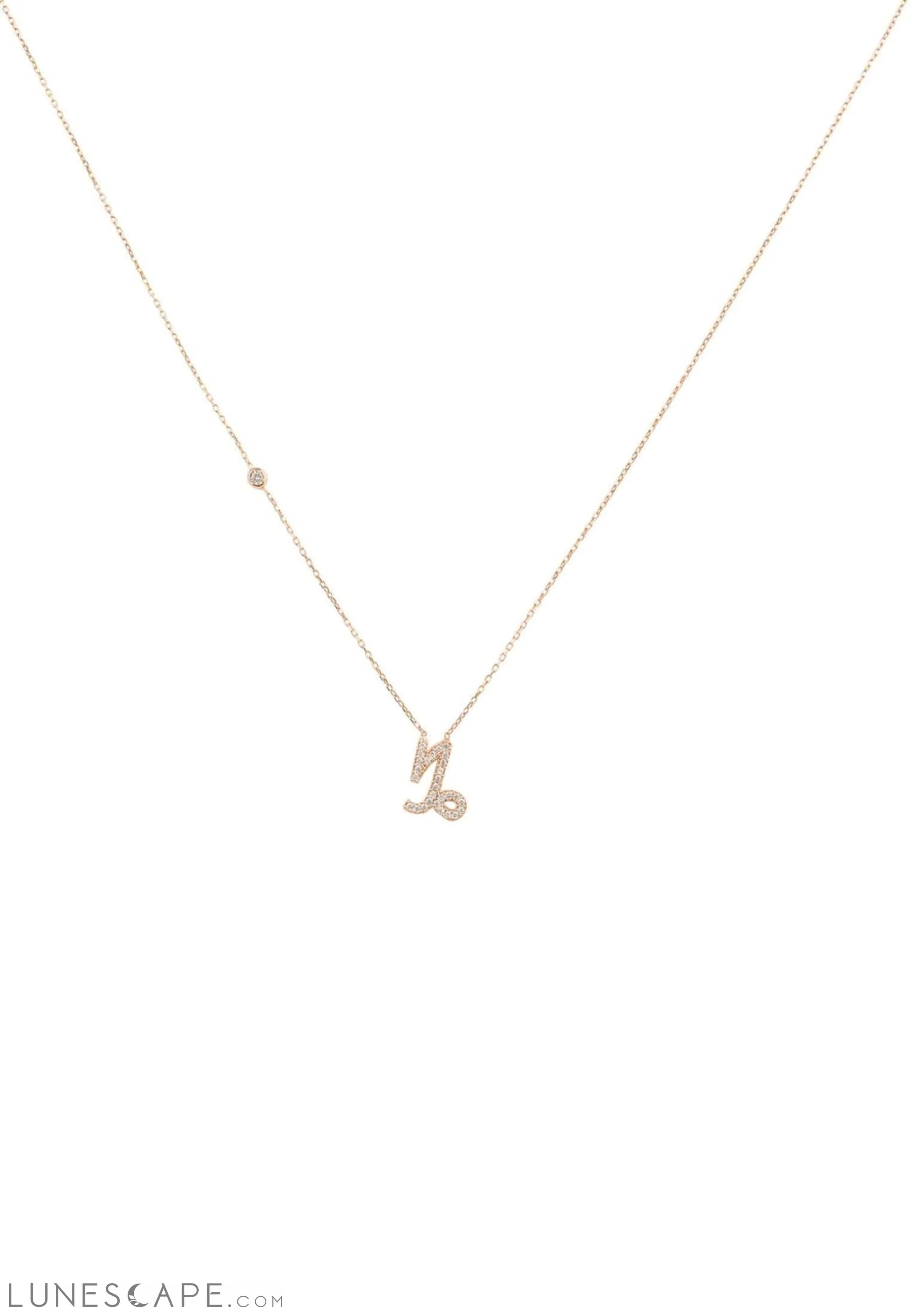 Zodiac Star Sign Pendant Necklace Rose Gold Capricorn LUNESCAPE
