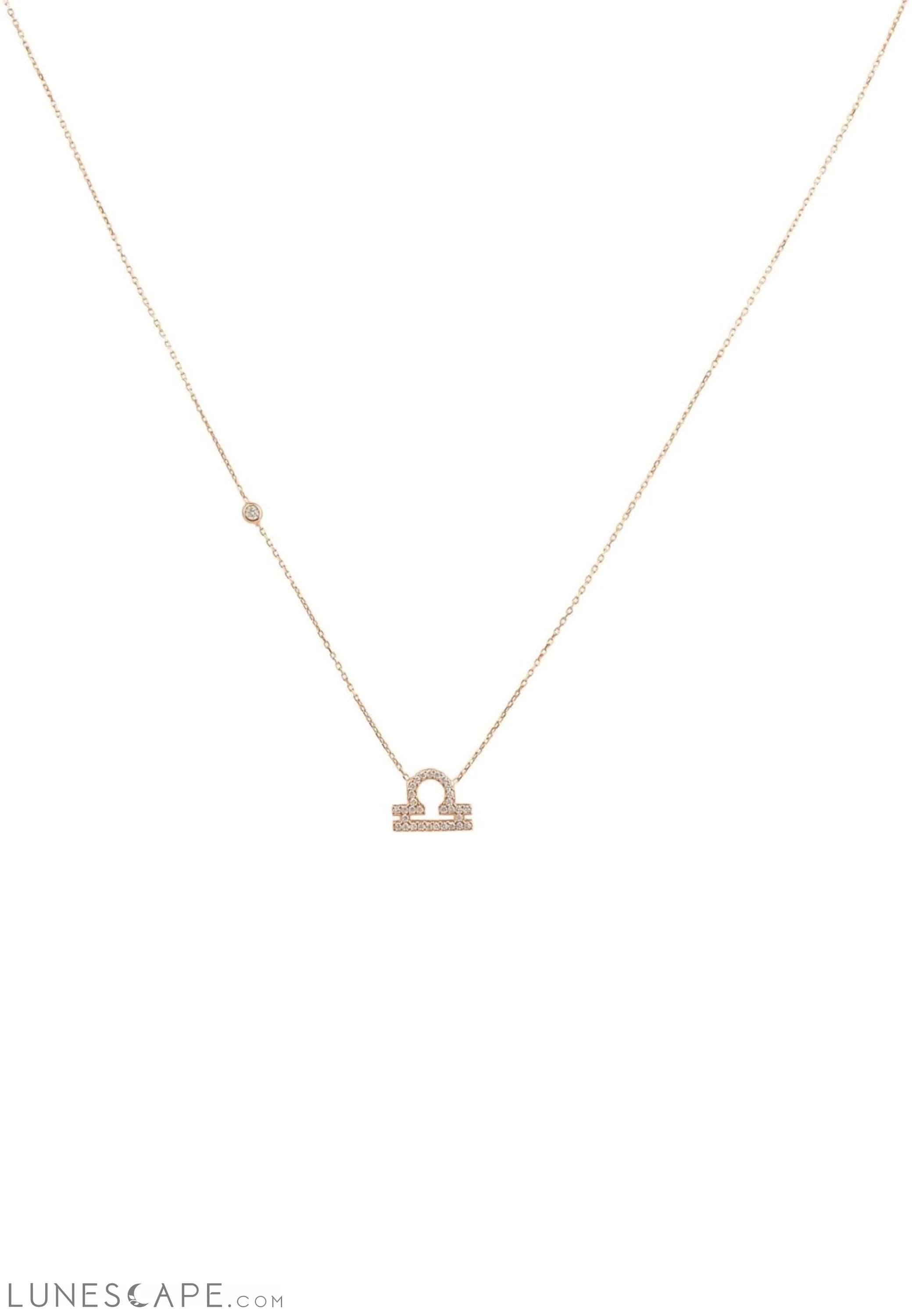 Zodiac Star Sign Pendant Necklace Rose Gold Libra LUNESCAPE