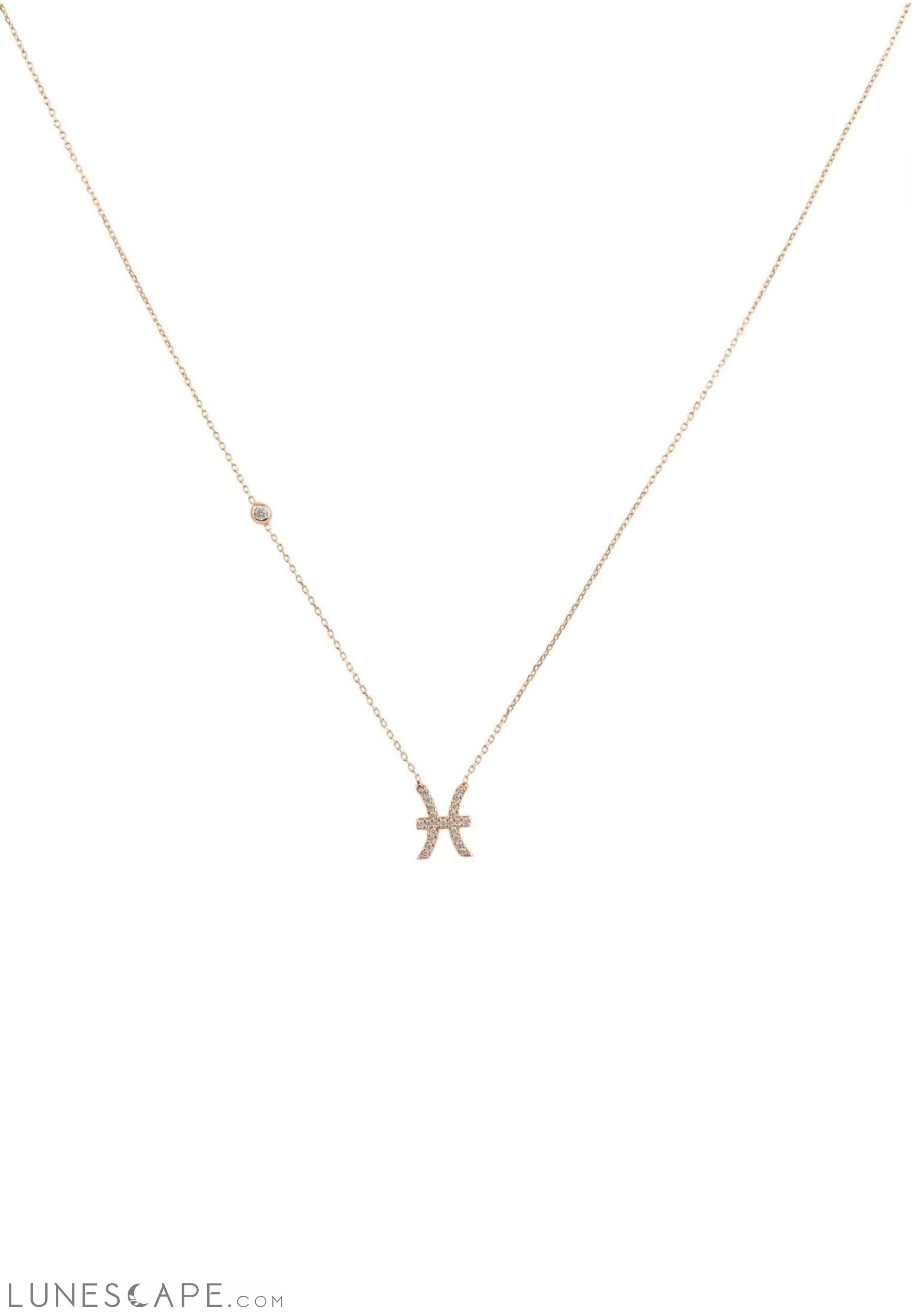 Zodiac Star Sign Pendant Necklace Rose Gold Pisces LUNESCAPE