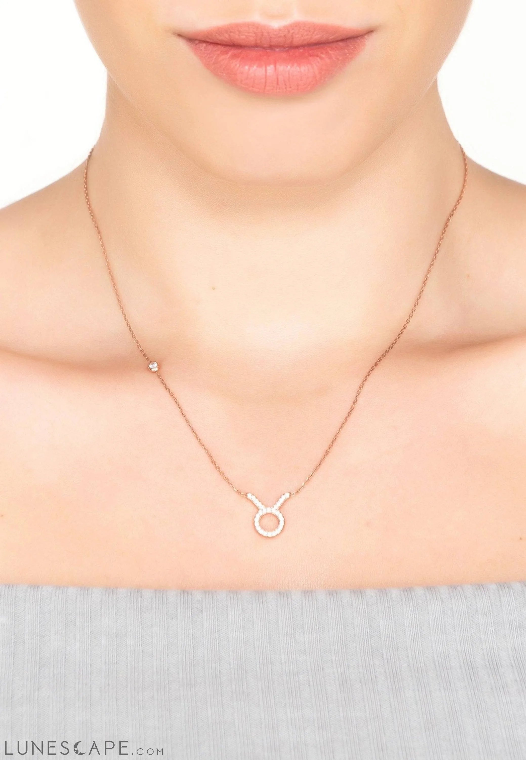 Zodiac Star Sign Pendant Necklace Rose Gold Taurus LUNESCAPE