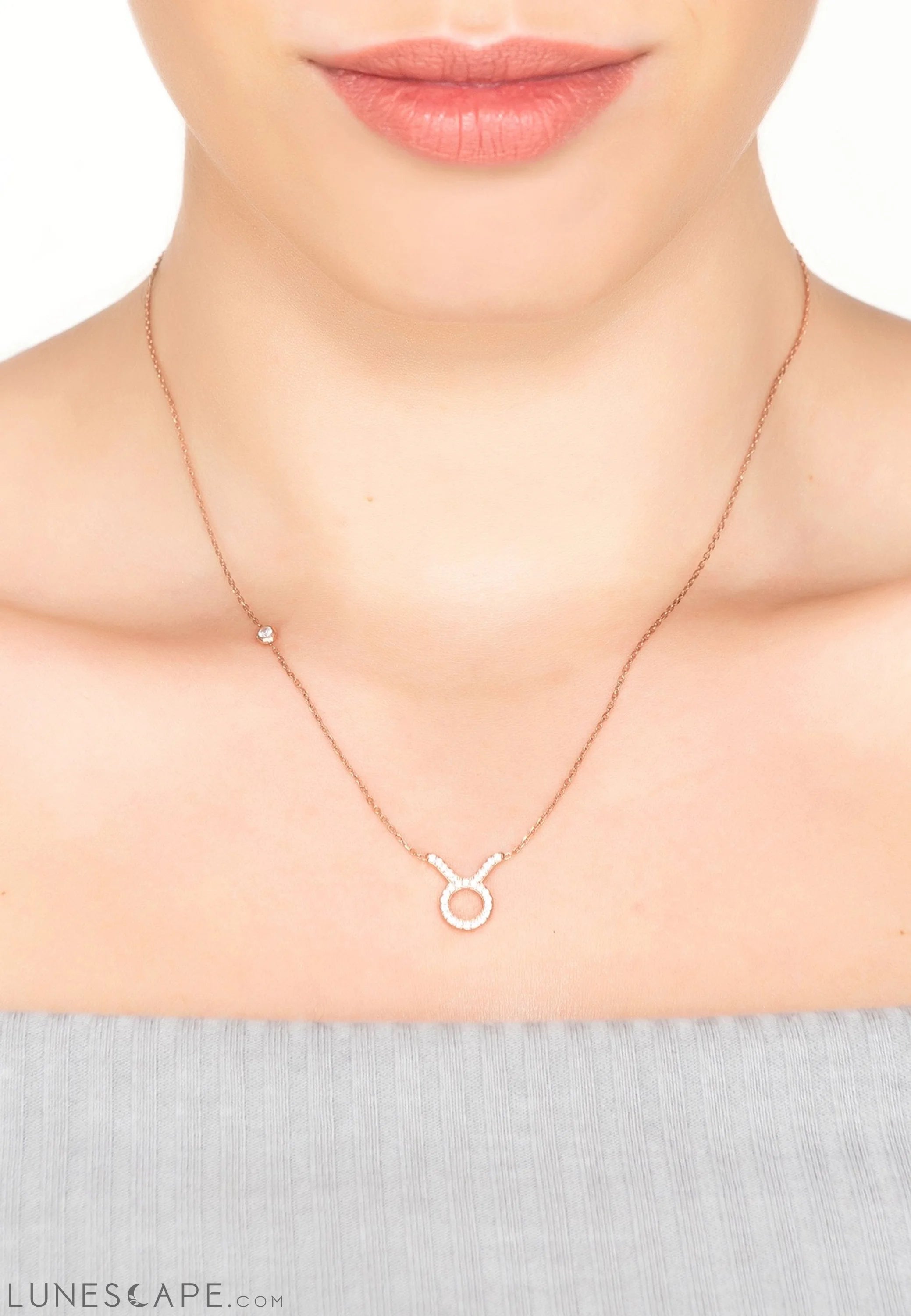 Zodiac Star Sign Pendant Necklace Rose Gold Taurus LUNESCAPE