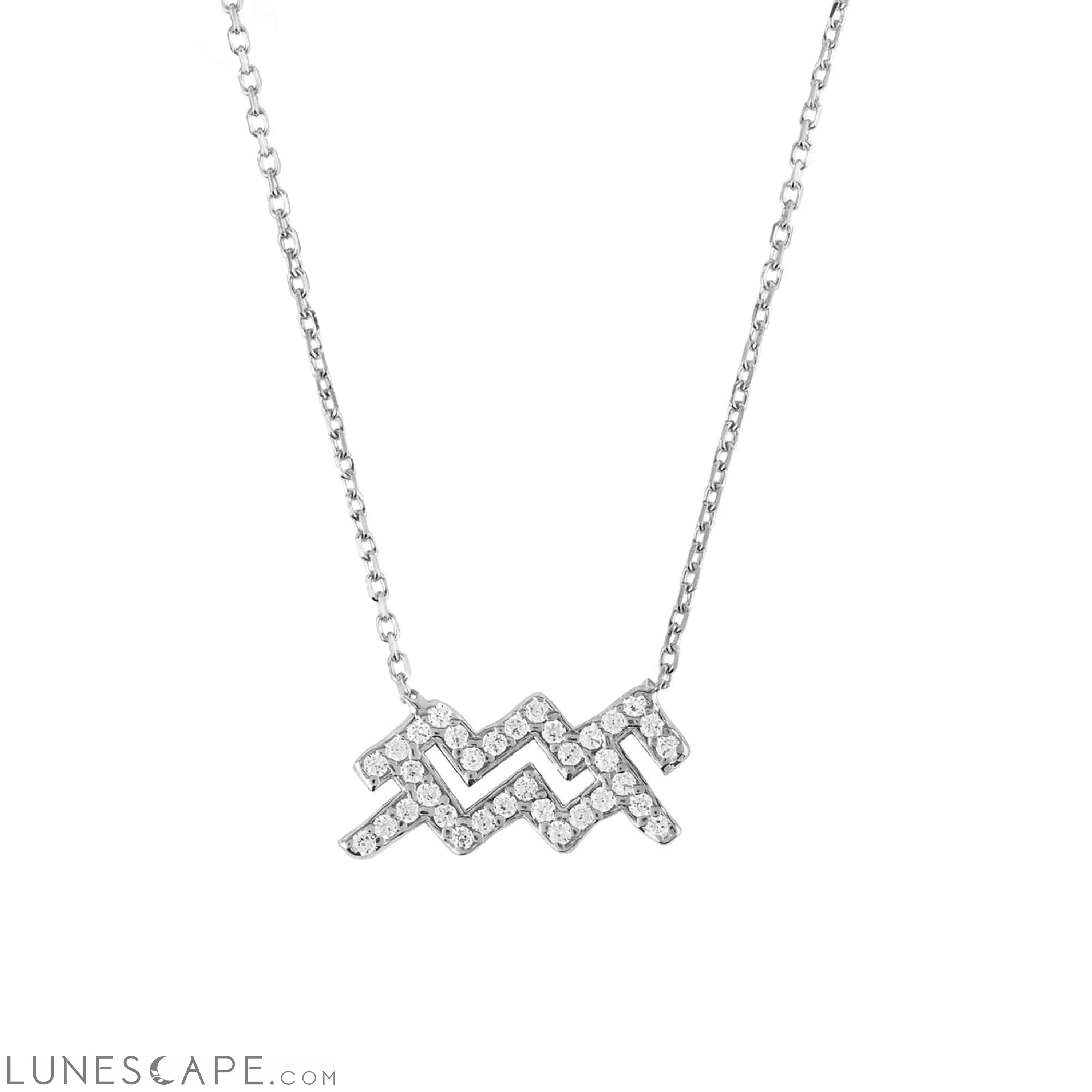 Zodiac Star Sign Pendant Necklace Silver Aquarius LUNESCAPE