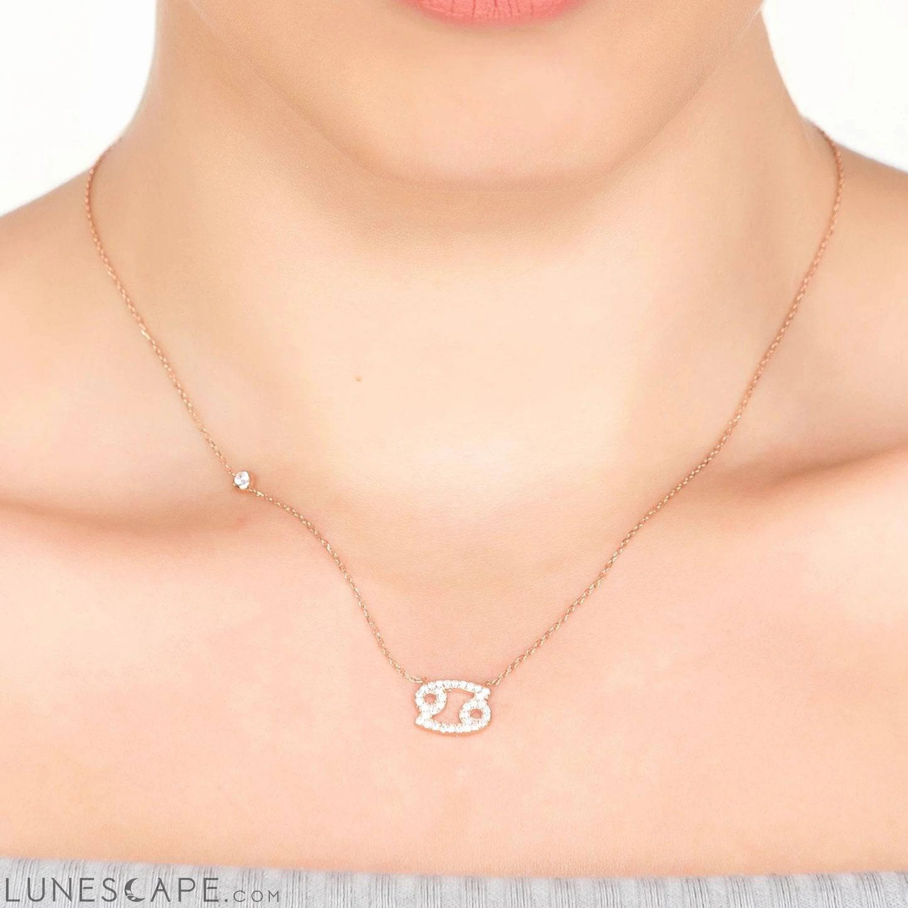 Zodiac Star Sign Pendant Necklace Silver Cancer LUNESCAPE