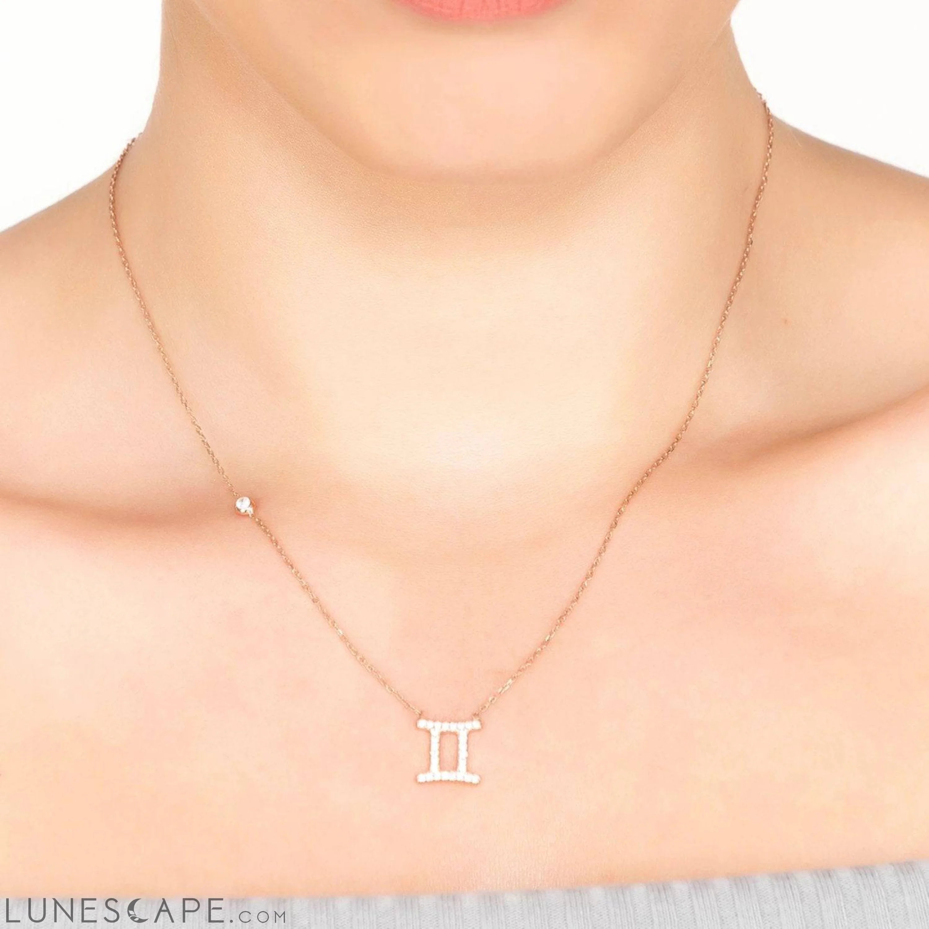 Zodiac Star Sign Pendant Necklace Silver Gemini LUNESCAPE