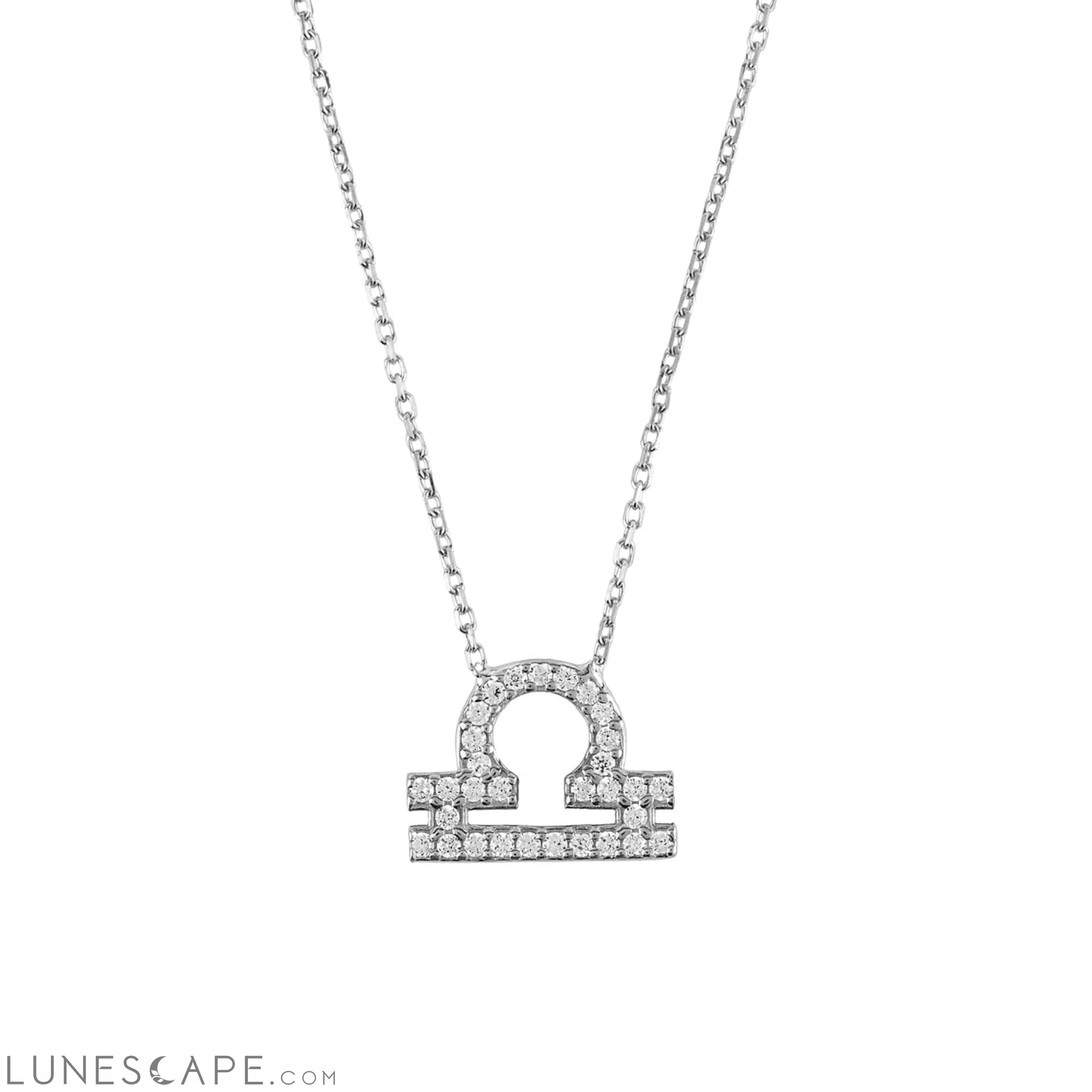 Zodiac Star Sign Pendant Necklace Silver Libra LUNESCAPE