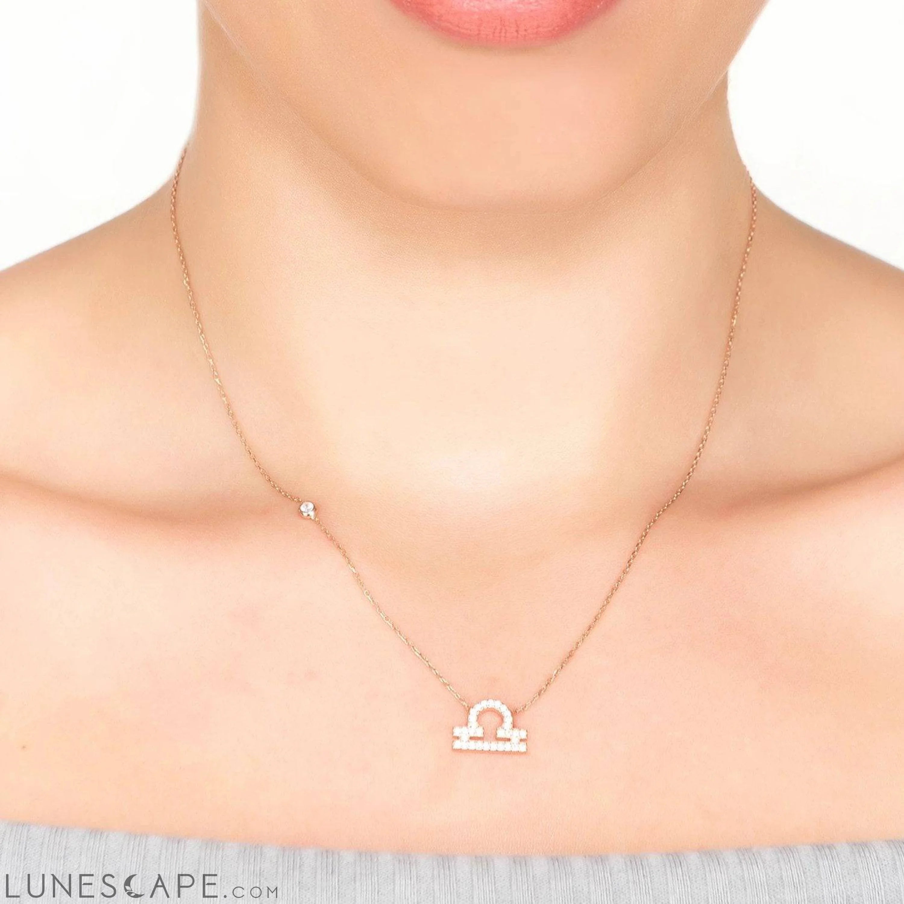 Zodiac Star Sign Pendant Necklace Silver Libra LUNESCAPE