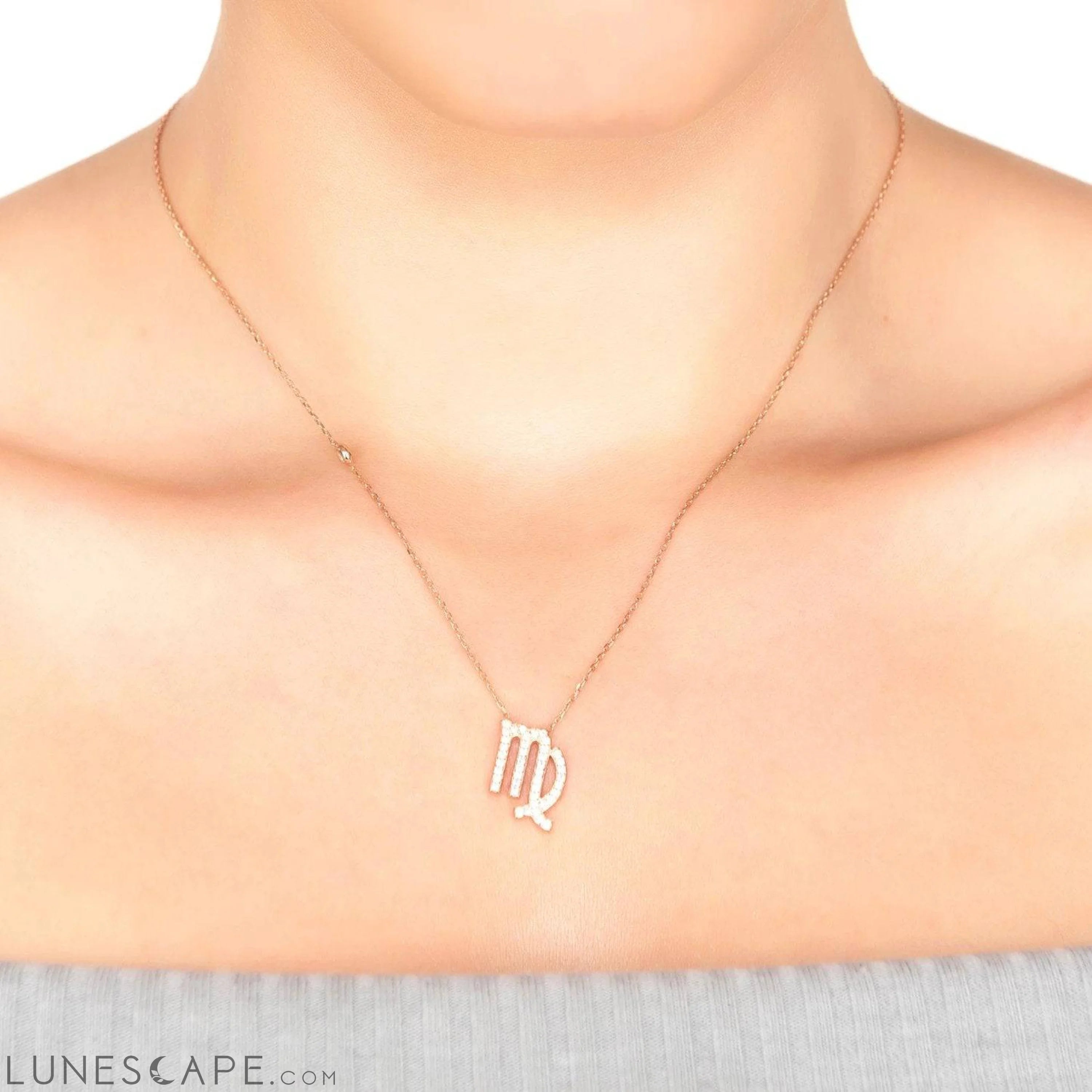 Zodiac Star Sign Pendant Necklace Silver Virgo LUNESCAPE